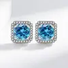 Brincos Quadrados Geométricos de Diamante de Alto Carbono de Dois Quilates Flash Europeu e Americano Transfronteiriços para Mulheres Zircônia de Moda de Luxo Leve