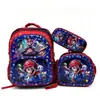 Mochila Escolar Transfronteriza, Mochila Escolar de Dibujos Animados de Cáscara Dura 3D para Estudiante de Primaria, Set de Tres Piezas, Mochila con Ruedas, 8-12 Años