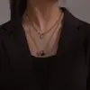 Joyería Transfronteriza Acero de Titanio Collar de Cintura Pequeña para Mujer Tendencia Doble Capa Apilado Ligera Lujo Nicho Diseño Cadena de Cuello Accesorios para Sudaderas
