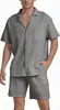 Conjunto de camisa de linho de manga curta Amazon, cardigã solto casual de algodão e linho para o verão, em estoque