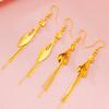 Moda hojas Vietnam pendientes de oro para mujer al por mayor latón chapado en oro de 24k pendientes de borla accesorios explosivos transfronterizos
