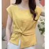 Moda de Verano 2026 Elegante Temperamento Manga Corta Volante Top Camisa Chic Nicho Casual Top Ceñido a la Cintura