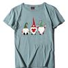 Camiseta de Manga Corta para Mujer 2022 Estilo Simple Estampado de Amor de los Tres Enanitos Cuello Redondo Top Holgado para Primavera y Verano