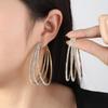 Brincos de diamantes multicamadas exagerados, moda transfronteiriça europeia e americana, personalidade feminina, temperamento, design combinado, brincos de strass