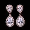 Pendientes de circonita con forma de gota de agua de alta gama con temperamento de moda transfronteriza de Europa y Estados Unidos para vestido de novia de mujer con pendientes de joyería brillante