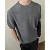 Camisa Retrô Transfronteiriça 2026 Nova Malha Waffle Manga Curta Masculina Gola Redonda Casual Versátil Top Manga Meia
