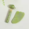 Set de Herramientas de Belleza Rodillo de Jade de Cuarzo Rosa Natural Transfronterizo para Masaje Gua Sha de Cuerpo Completo, Masaje Facial y Herramienta de Gua Sha para la Espalda