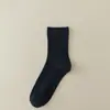 Calcetines de algodón para hombre sin costuras, doble costura, longitud media hasta la pantorrilla, para primavera y otoño, color liso, transpirables, casuales, de vestir, calcetines para hombre Zhuji al por mayor