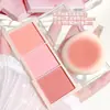 HISYI Niebla Facial Dulce Rubor Tricolor Mate Natural Maquillaje Desnudo Iluminador Fijador de Color Placa de Rubor Tricolor para Mujeres