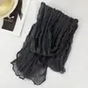 2026 Novo Lenço Plissado Fino Estreito Cor Sólida Seda Amarrotada Musselina Malha de Ponto Pequeno Lenço Longo em Tira Plissada