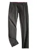 Calça Casual Modal com Etiqueta Cortada 9Mujia para Homens, Primavera e Outono, Cintura Média, Corte Reto, Cor Sólida, Calça Longa Levemente Elástica para Homens 44811
