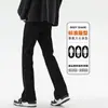 Jeans Pretos Americanos High Street para Homens e Mulheres, Tendência Nacional de Verão Versátil Reto Básico Flare Emagrecedor Calças Longas Estilo Fino