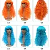 Peruca Cosplay Peruca de Halloween Conjunto Peruca Média Longa Cabelo Cacheado Médio Longo Peruca Colorida Multicolor Opcional