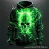Sudadera con capucha de calavera impresa en 3D estilo oscuro americano para hombre, moda urbana moderna, sudadera tipo pullover holgada