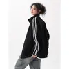 Moletom Cardigan Três Listras Colorido Transfronteiriço para Homens, Jaqueta Casual Solta com Gola Alta de Marca Tendência, Blusa Esportiva Pesada para Casais