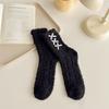 Calcetines de tubo de felpa con lazo color coral para mujer, otoño e invierno, calcetines gruesos y cálidos con forro polar, calcetines para dormir en casa con estampado de luna