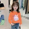 H2304 # Camiseta da Moda Infantil para Meninas, Algodão Puro Manga Longa Primavera e Outono 2025 Estilo Coreano Top, Camiseta Básica para Meninas.