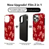 Funda de teléfono a cuadros rojos estilo retro millennial con lazo, adecuada para Apple 17/18 Pro, nueva película 2 en 1