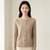 Cárdigan de punto trenzado de cuello redondo para otoño e invierno para mujer, color liso, corte holgado, adelgazante, de manga larga, prenda exterior, top de moda