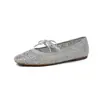 Mocasines de Moda Estilo Coreano con Pedrería Suela Suave 1 cm Verano 2026 Calzado Exterior Punta Redonda Suela Plana Slip-on Zapatos de Abuela Sandalias