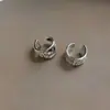 Clip para Oreja de Doble Capa Redondo de Circonita Super Brillante Lujo Ligero Moda de Gama Alta Clip para Hélice Ósea Simple Sentido del Diseño Pendiente de Nicho para Mujeres
