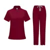 Ropa de Trabajo para Salón de Belleza Más Vendida en AliExpress para Mujeres, Casual de Cuello en V, Conjunto de Dos Piezas para Enfermería de Hospital de Cuidado de Mascotas