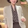 Cárdigan de punto de cuello en V de dos piezas falsas para mujer, suéter de manga larga, primavera, otoño, invierno, nuevo, cintura de madre, camisa de seda con lunares