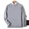 Suéter 100% Lã Pura Masculino Gola Alta Meia Cor Suéter Pulôver Outono e Inverno Casual de Negócios Camisa Base de Tricô de Caxemira