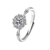 Anillo Brillante Cielo Estrellado de Diamantes para Mujer, Versátil, Elegante, Lujo Ligero, de Nicho, Gama Alta, Moderno, Anillo Abierto Ajustable