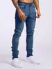 TEMU Jeans de mezclilla nuevos para hombre europeos y americanos AliExpress transfronterizos estilo ins corte ajustado alta elasticidad jeans pitillo para hombre en azul claro