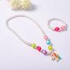 Conjunto de Joias Infantis Unicórnio Estilo Coreano Transfronteiriço Colar com Corrente de Pérolas e Pingente de Acrílico para Meninas