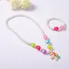 Conjunto de Joyería Personalizado para Niños Estilo Coreano Unicornio Cadena de Perlas Colgante Acrílico Collar para Niñas