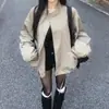 Roupas femininas, estilo Dongdaemun coreano, alta qualidade, moderno, doce e cool, caimento relaxado, jaqueta workwear retrô, gola alta, casaco curto