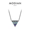 Colar Modian S925 Prata Esterlina Estilo Escuro Contraste de Cores Turquesa Sintética Totalmente Cravejado de Diamantes Corrente da Clavícula para Mulheres