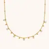 Collar de Cadena con Cuentas de Circonita en Forma de Gota Transfronterizo Europeo y Americano Acero Inoxidable Chapado en Oro de 18K Simple Moda Nicho de Alta Calidad