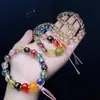 Pulsera de Cristal para Ceniza de Incienso con Cuentas Doradas de Tesoros Múltiples, Cristal del Año Zodiacal, Pulsera de Ágata del Dios de la Riqueza de Cinco Vías, Set de Año Nuevo para Hombres y Mujeres