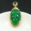 Colgante de Calcedonia Verde Natural Guan Yu Ágata Rama Dorada Hoja de Jade Collar Transmisión en Vivo Fábrica Venta al por Mayor Dropshipping S2102009