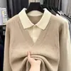 Suéter tejido casual de estilo americano para hombre de otoño e invierno, moderno, de corte holgado, elegante, atractivo, top básico versátil