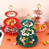 Plato de Frutas Creativo Estilo Europeo de Tres Niveles Soporte para Postres Bandeja de Dulces para Bodas y Fiestas Bandeja de Plástico para Frutas Secas para el Hogar Lujo Ligero Retro