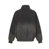 Ropa para Hombre Jia Yiku 2026 Otoño Retro Americano Sudadera Degradada Lavada con Cremallera y Diseño Desconstruido Chaqueta Irregular