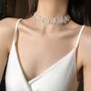 Collar francés de perlas de encaje vintage con temperamento de Corea del Sur, cadena de cristal para mujer, gargantilla de celebridad de Internet, cadena de clavícula estilo hada