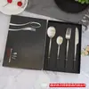 Conjunto de talheres ocidentais de aço inoxidável 304 com cabo quadrado para faca de bife, garfo e colher, conjunto de dois ou três peças, colher de café e sobremesa