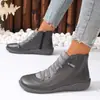 Botas Europeias e Americanas Transfronteiriças de Corte Baixo Estilo Britânico 2025, Novas Botas Femininas de Outono, Botas Martin com Zíper de Tamanho Grande, Botas Curtas Casuais