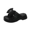 Pantuflas con Lazo Outfit de Mujer Verano 2024 Nuevo Estilo Coreano Casual Zapatos de Playa Combinan con Todo Pantuflas Gruesas Zapatos de Mujer