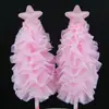 Decoración de Pastel para Hornear Fiestas Árbol de Navidad Rosa Creativo Corazón de Niña Rosa Estrella Árbol Disfraz Enchufe 1 Paquete