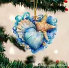 Pendente Decorativo de Acrílico Concha Azul Transfronteiriço Acessórios para Chaveiro de Mochila de Carro Pingente Pingente de Natal