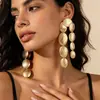 E-commerce Transfronteiriço Estilo Retrô Ouro Martelado Disco Redondo Brincos com Franja Moda Feminina Versátil Ornamentos de Orelha Acessórios