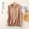 Foto Real de Verano Retro 2025 Chaleco Holgado Adelgazante con Cordón y Dobladillo en la Sisa para Mujer Color Sólido Talla Grande Top Básico