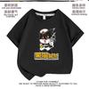 Camiseta Infantil de Gato Negro Sheriff Manga Corta Tallas Mediana y Grande Ropa Infantil Niños y Niñas Top Versátil Nuevo Verano 2023