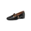 Zapatos Mary Jane con hebilla dorada pequeña y temperamento artístico, de cuero completo, primavera 2024, tacón grueso, cabeza redonda, zapatos de cuero para mujer, talla grande 41